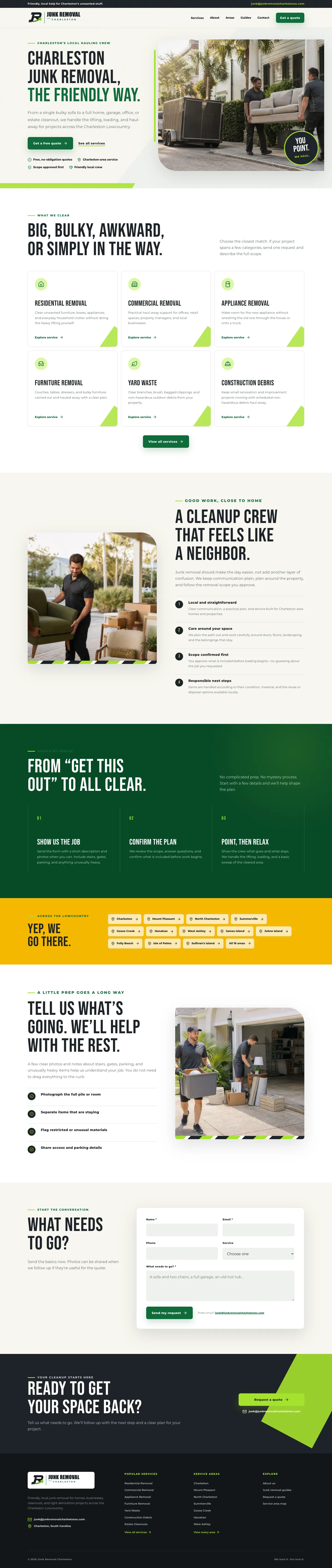 Junk Removal Charleston website homepage