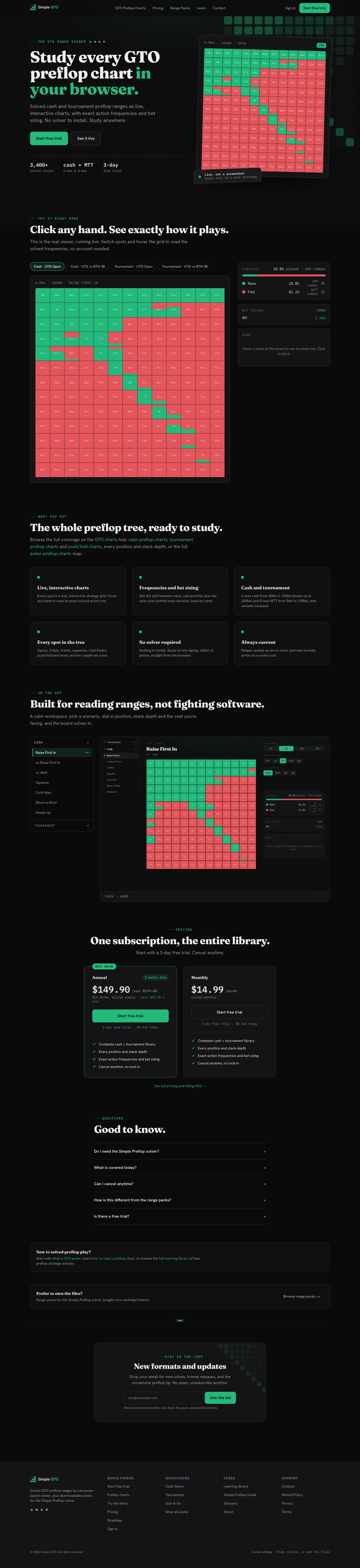 Simple GTO website homepage