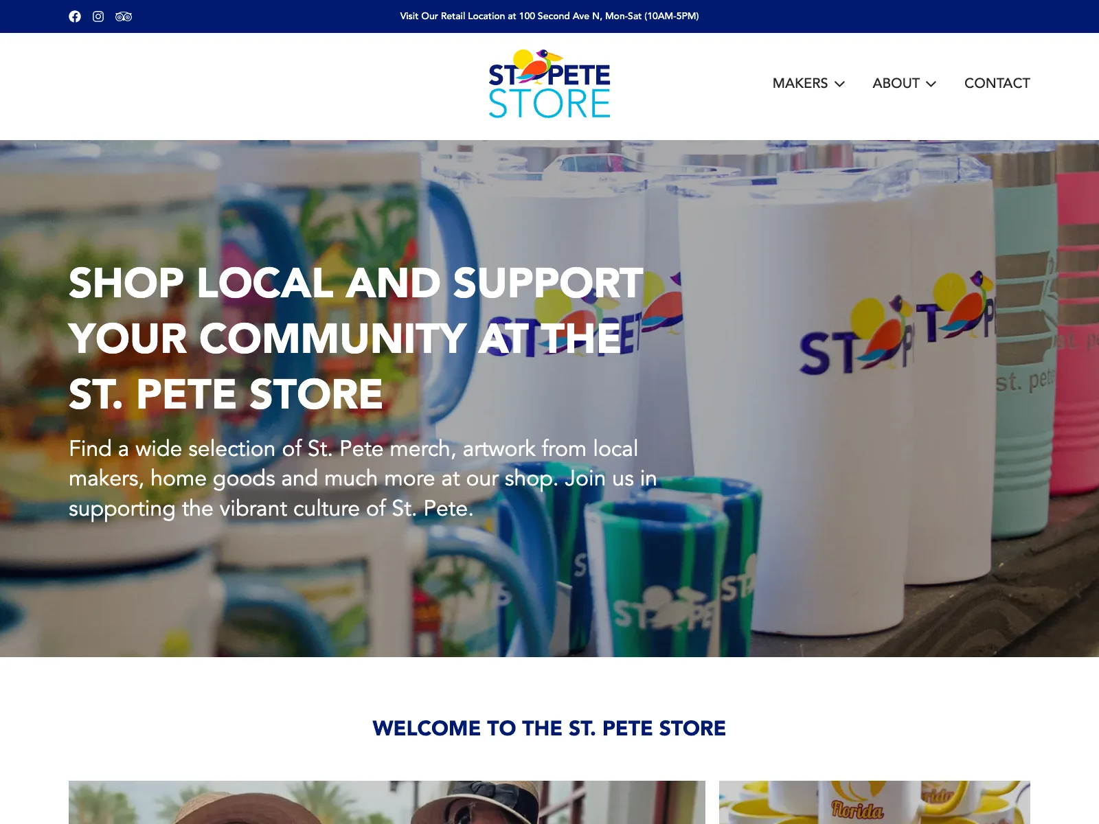The St. Pete Store website homepage
